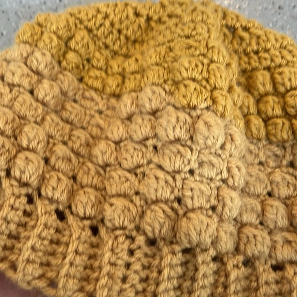 HAND CRAFTED BEANIE KNIT HAT MUSTARD YELLOW